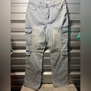 BBJ Los Angeles Women's Cargo Jeans in Light Gray